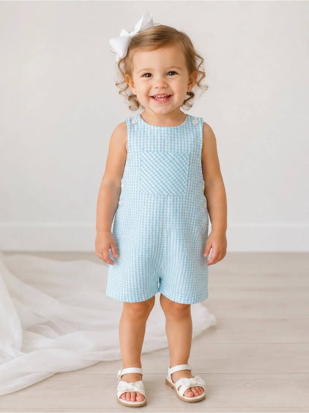 Edgehill Collection Unisex Gingham Romper Size: 24M, cotton